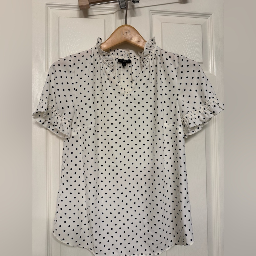 Talbots polka dots ruffle blouse - Picture 1 of 7